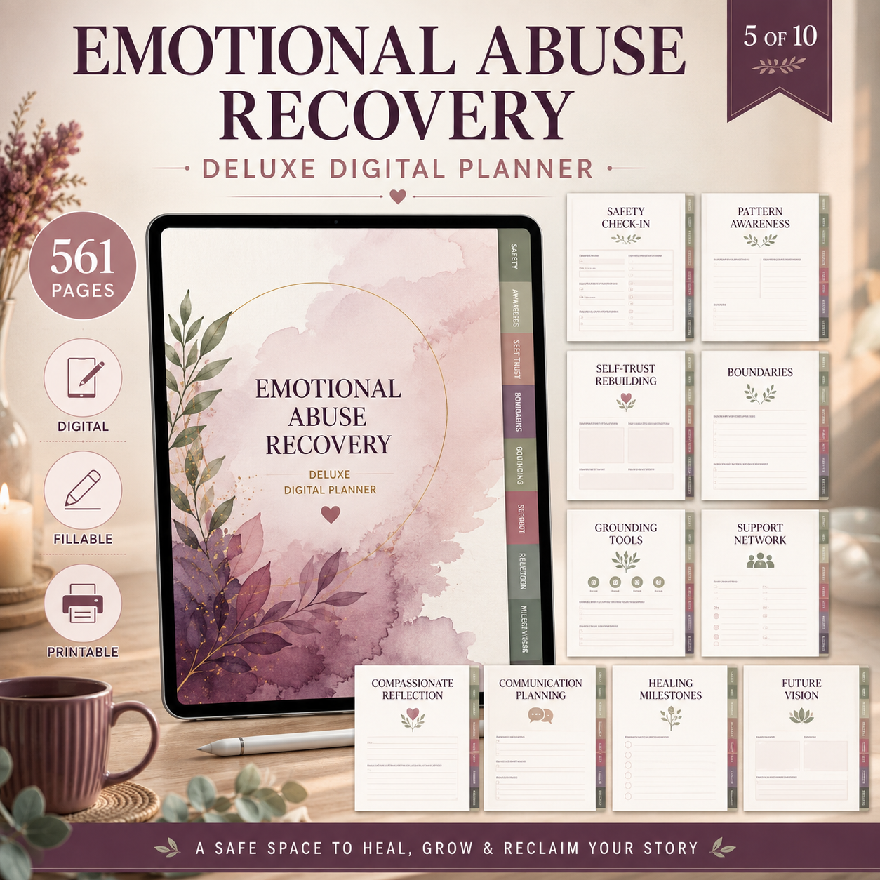 Emotional Abuse Recovery Deluxe Digital Planner — listing image 05