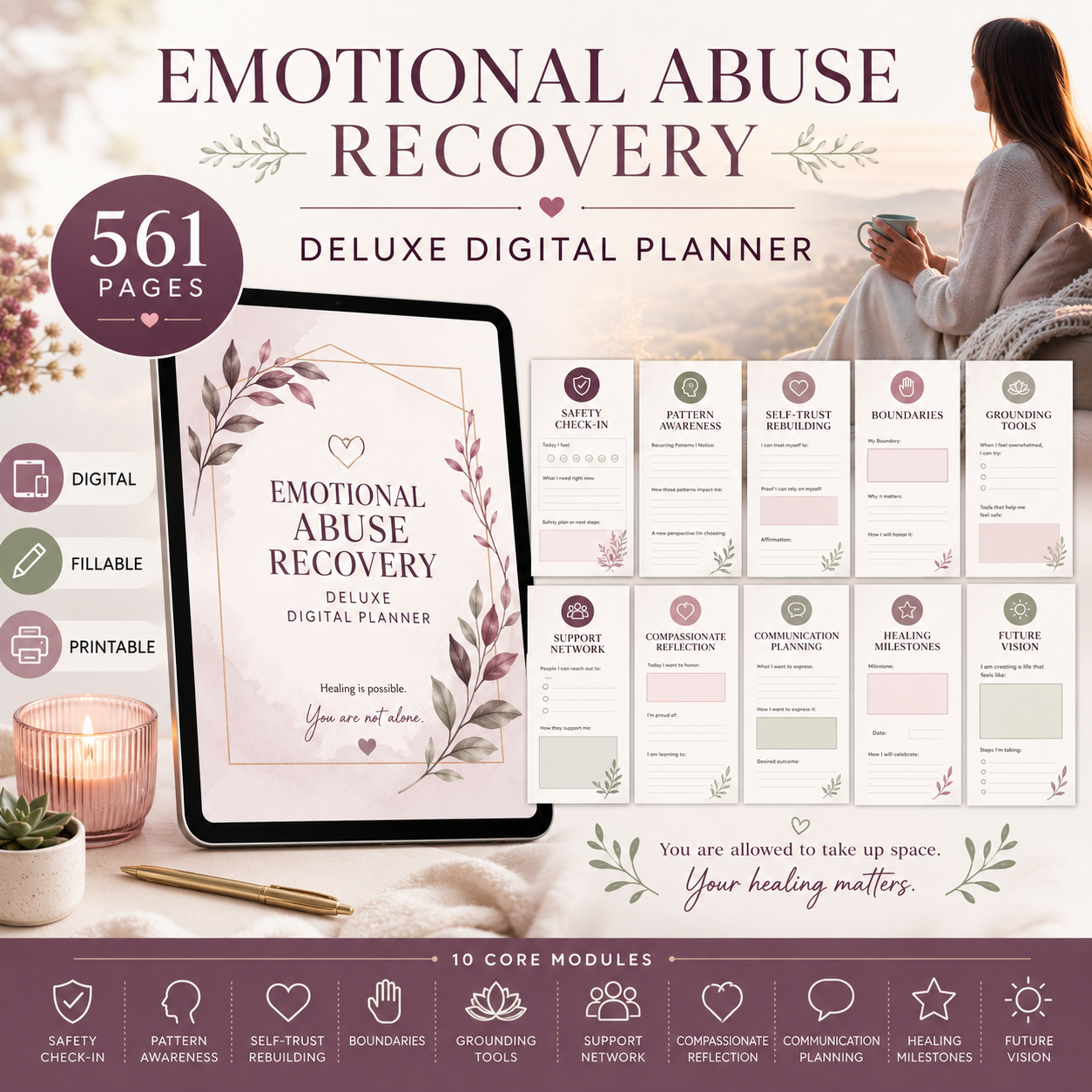 Emotional Abuse Recovery Deluxe Digital Planner — listing image 10