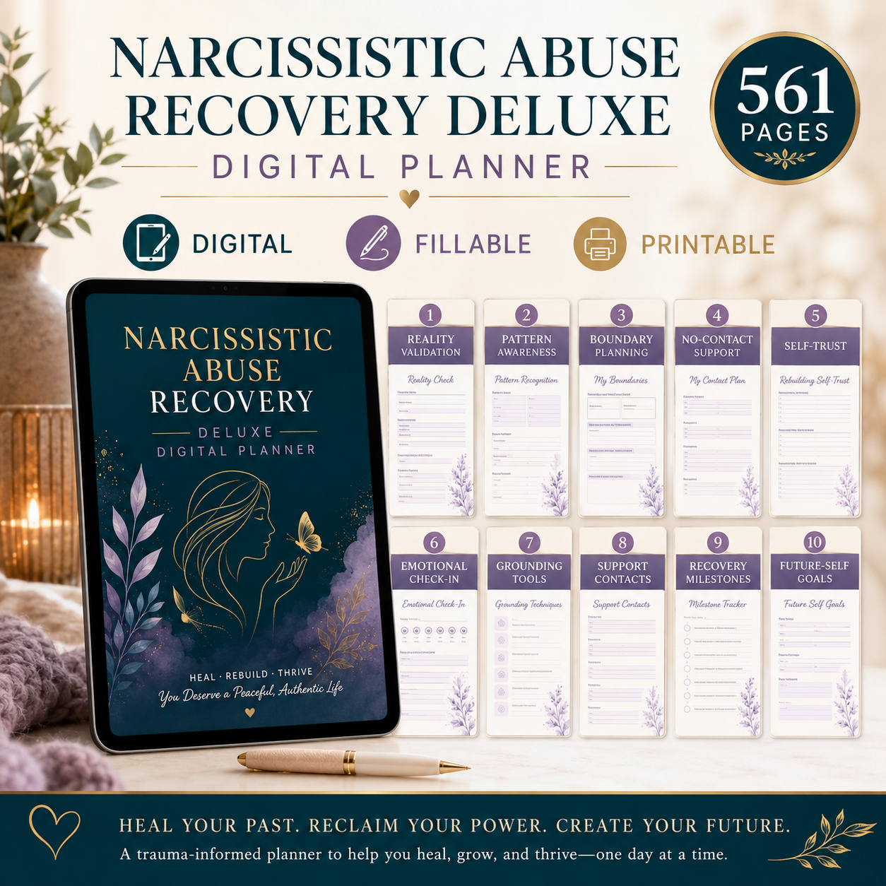 Narcissistic Abuse Recovery Deluxe Digital Planner — listing image 06
