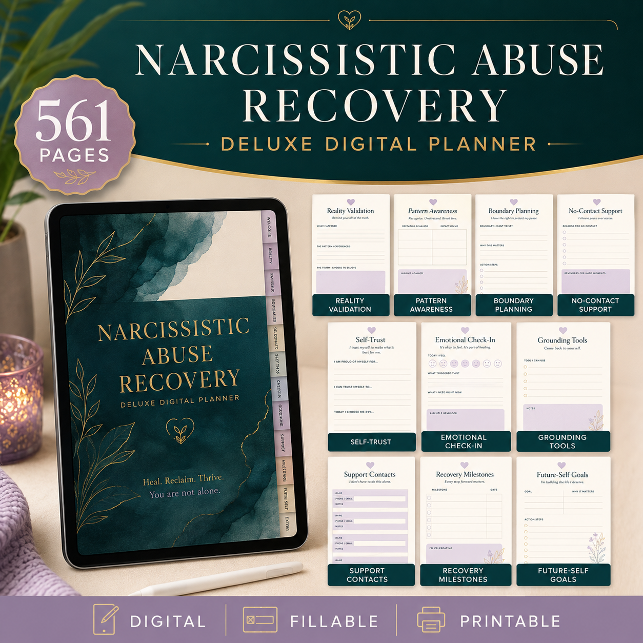 Narcissistic Abuse Recovery Deluxe Digital Planner — listing image 08