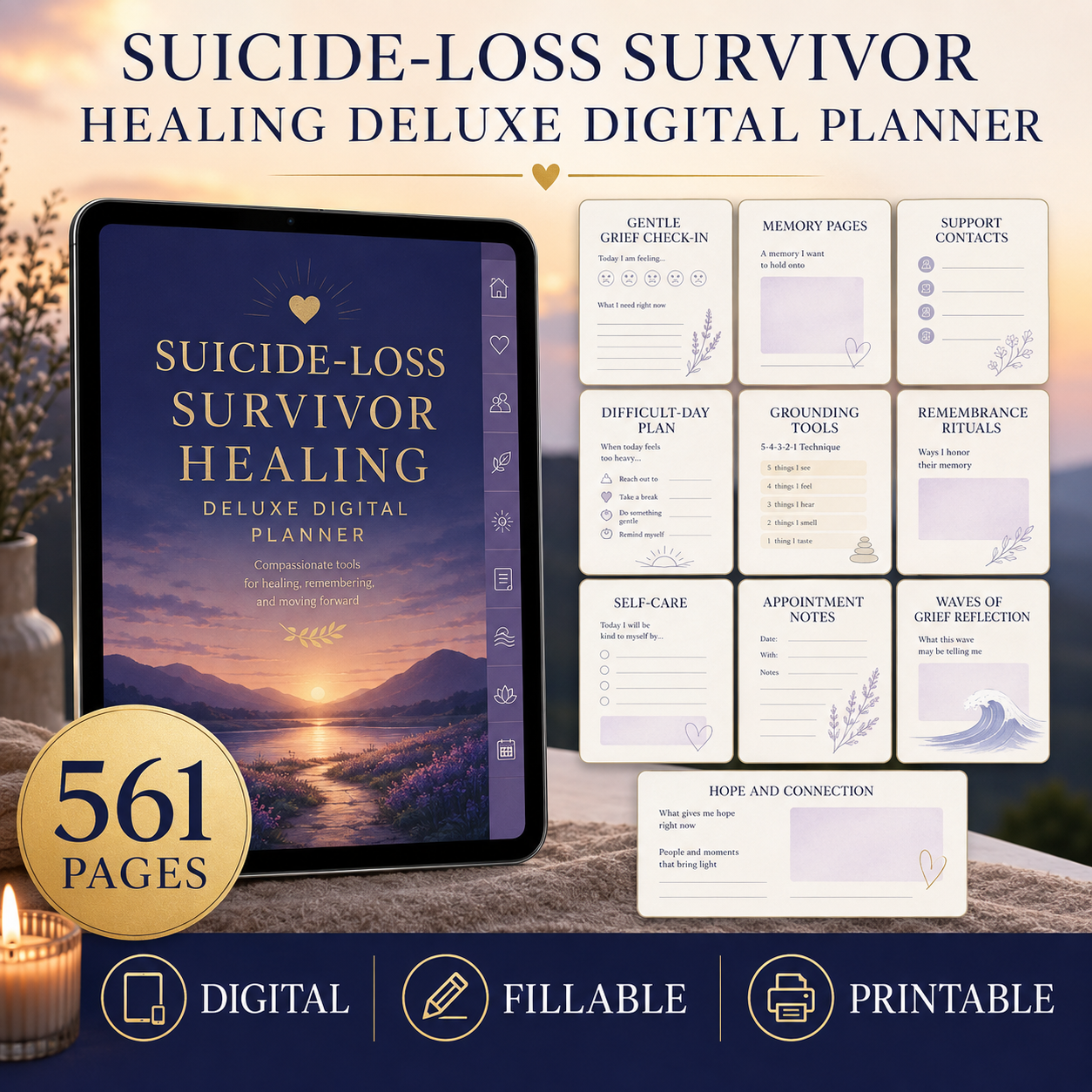Suicide-Loss Survivor Healing Deluxe Digital Planner — listing image 03