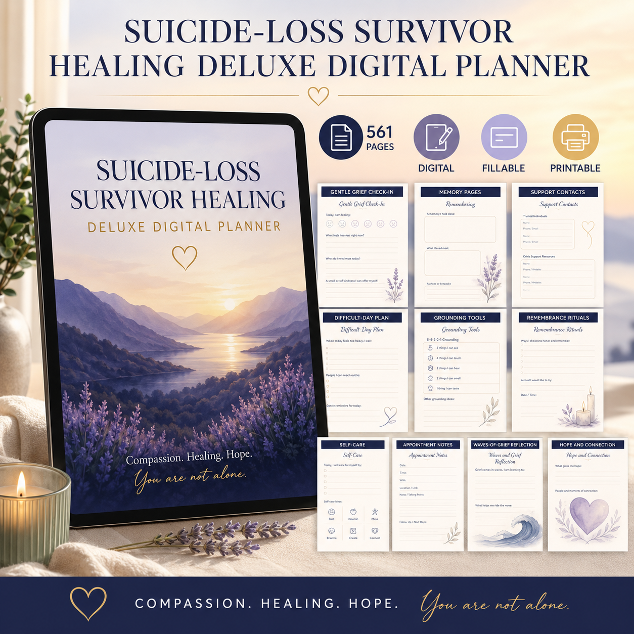 Suicide-Loss Survivor Healing Deluxe Digital Planner — listing image 07