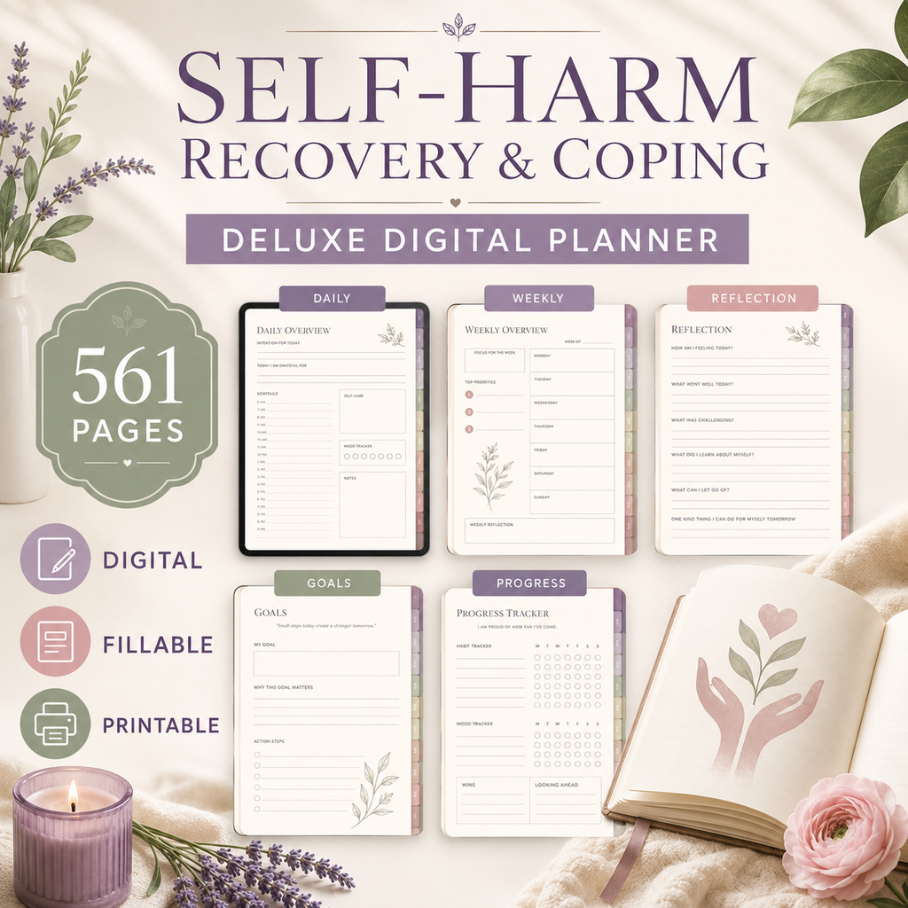 Self-Harm Recovery and Coping Deluxe Digital Planner — listing image 03