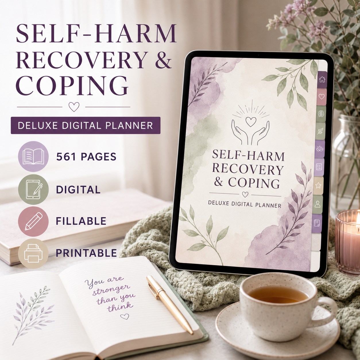 Self-Harm Recovery and Coping Deluxe Digital Planner — listing image 05