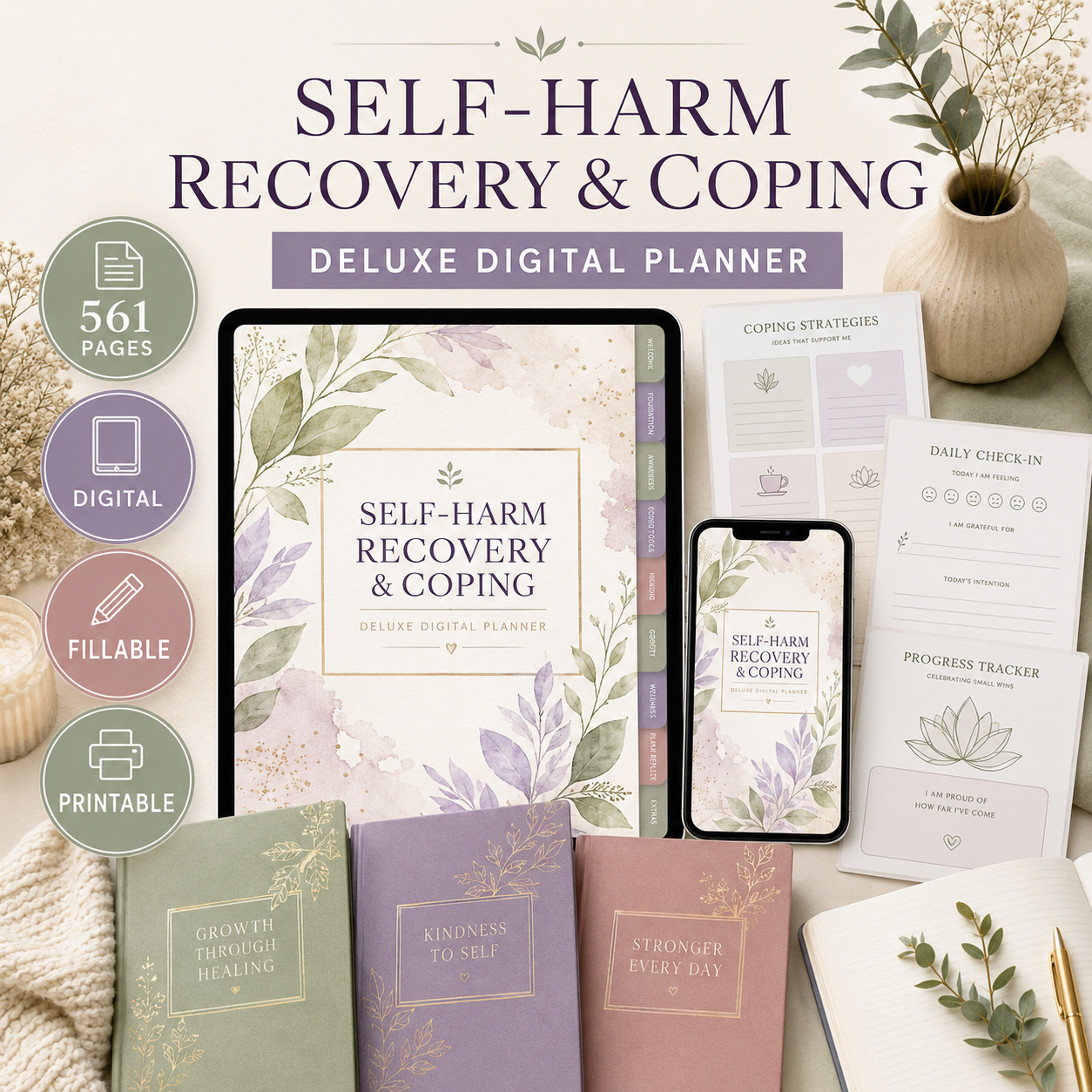Self-Harm Recovery and Coping Deluxe Digital Planner — listing image 06