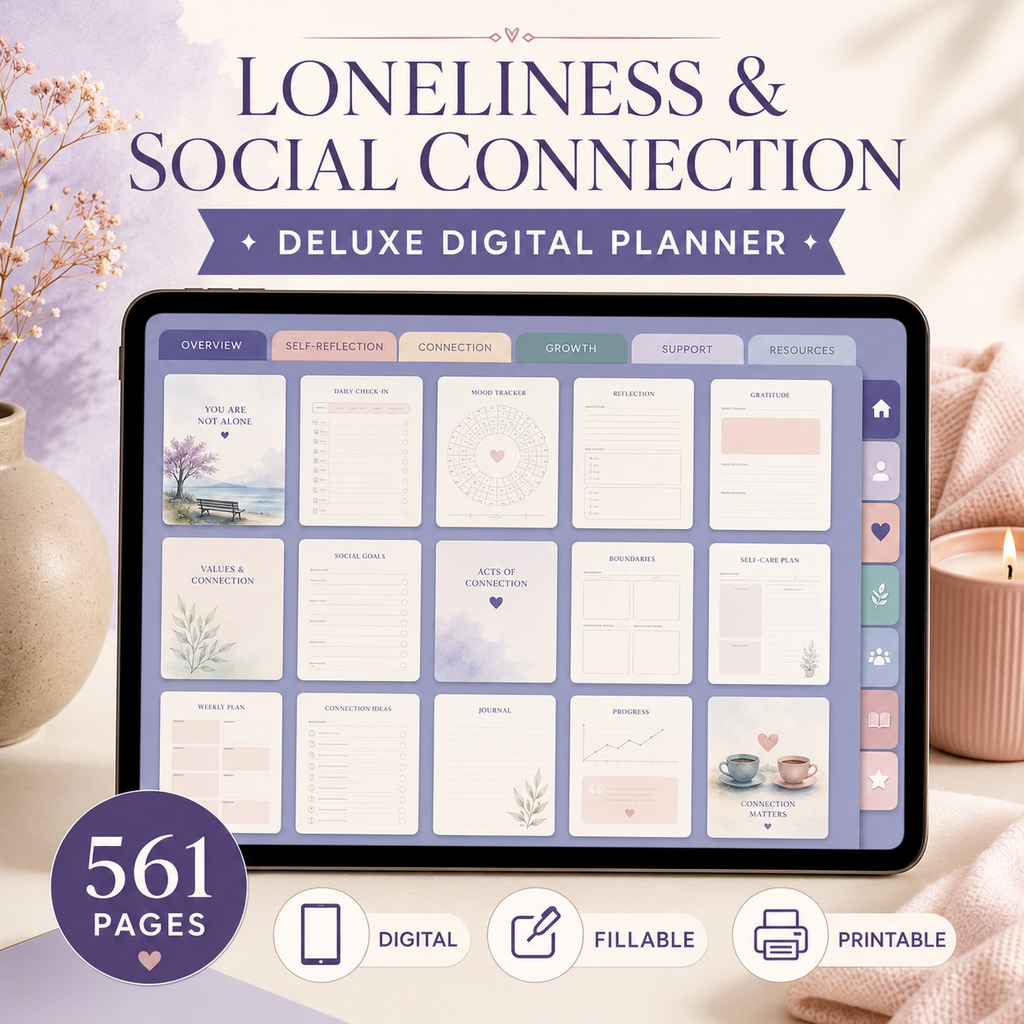 Loneliness and Social Connection Deluxe Digital Planner — listing image 02