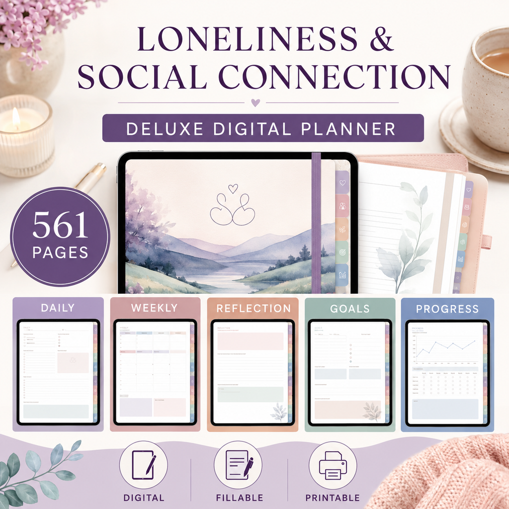 Loneliness and Social Connection Deluxe Digital Planner — listing image 03