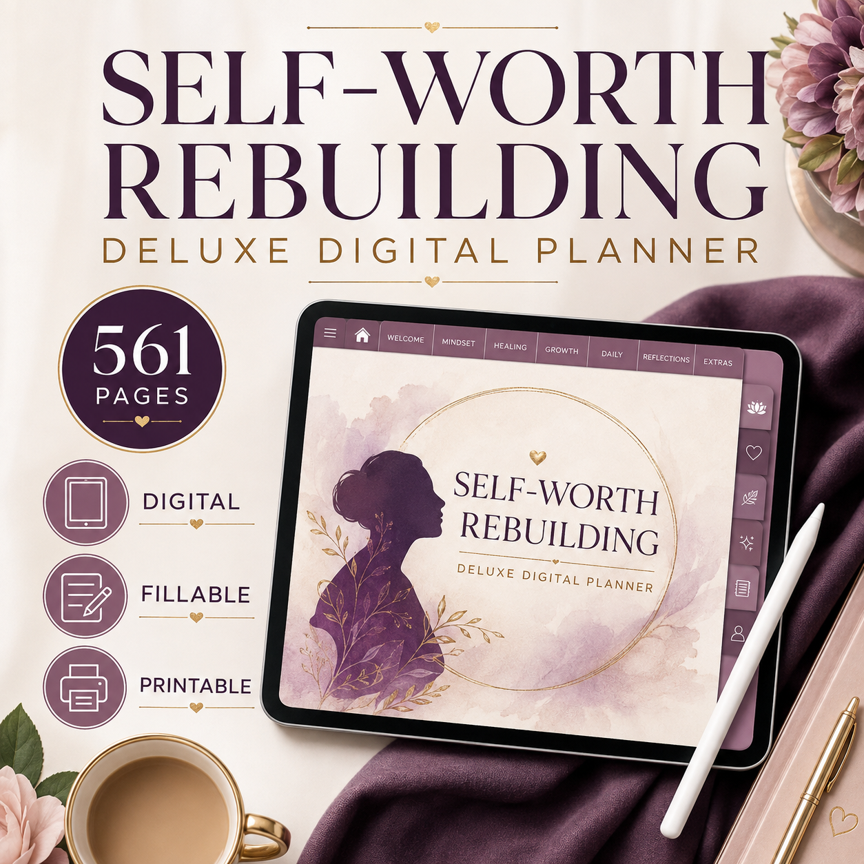 Self-Worth Rebuilding Deluxe Digital Planner — listing image 04