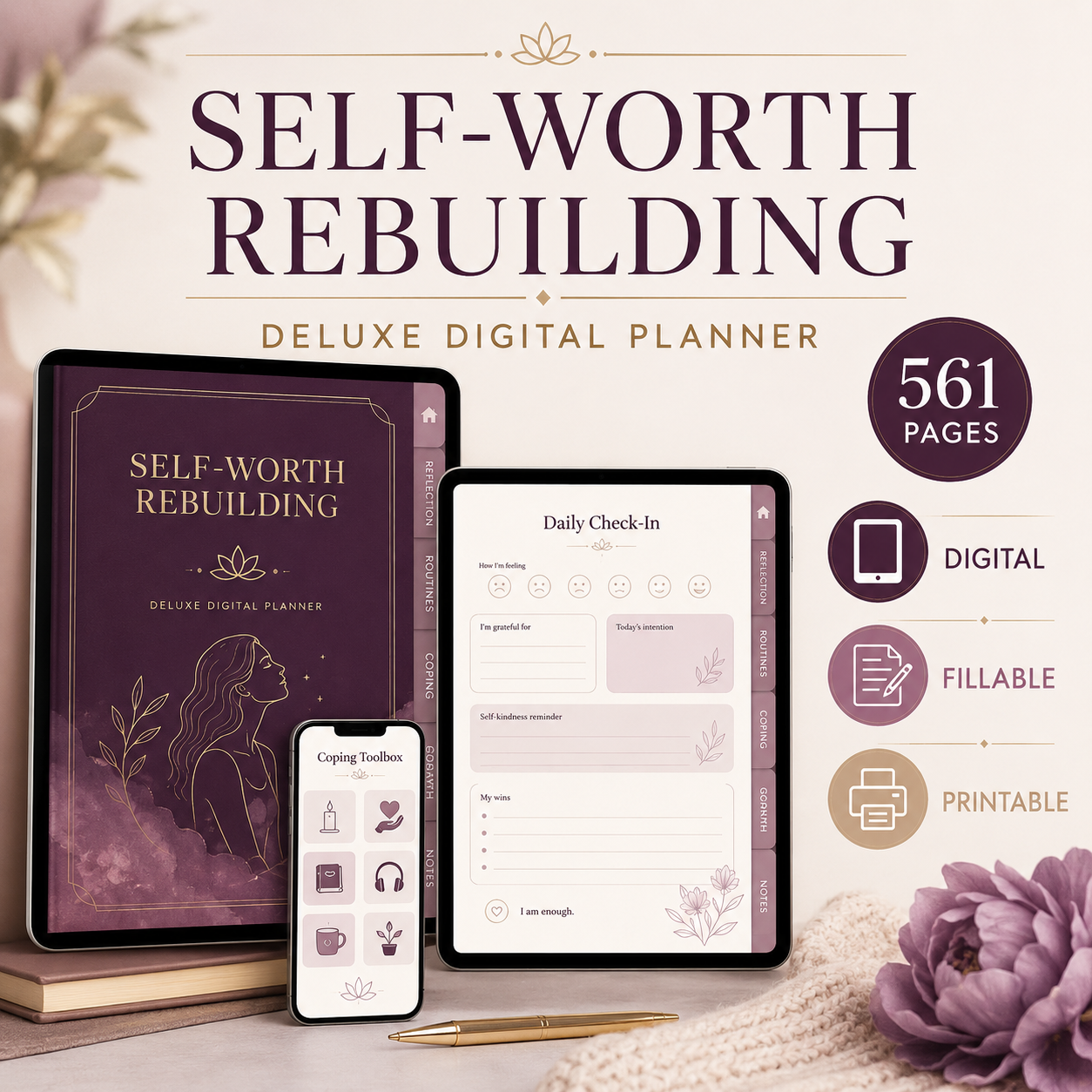 Self-Worth Rebuilding Deluxe Digital Planner — listing image 10