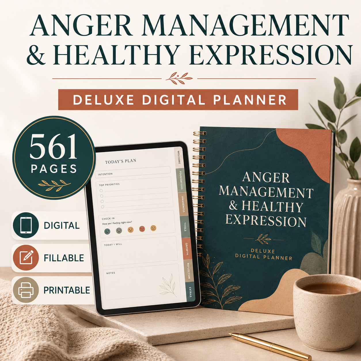 Anger Awareness and Healthy Expression Deluxe Digital Planner — listing image 01