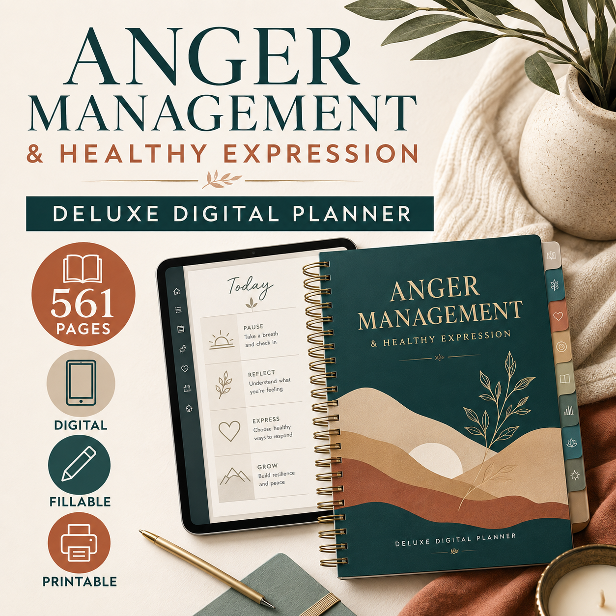 Anger Awareness and Healthy Expression Deluxe Digital Planner — listing image 02
