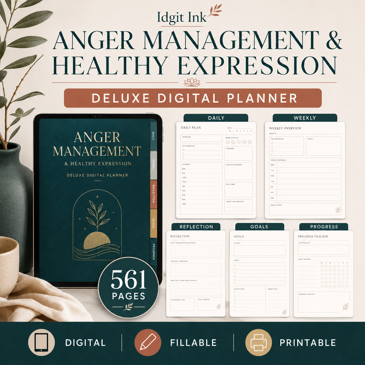 Anger Awareness and Healthy Expression Deluxe Digital Planner — listing image 06
