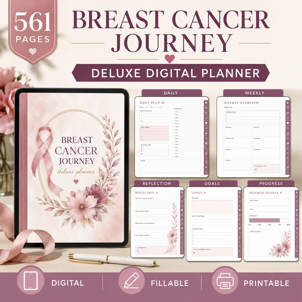 Breast Cancer Journey Deluxe Digital Planner and Care Organizer — listing image 03