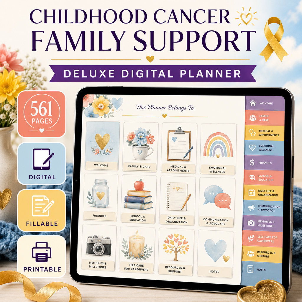 Childhood Cancer Family Support Deluxe Digital Planner — listing image 02