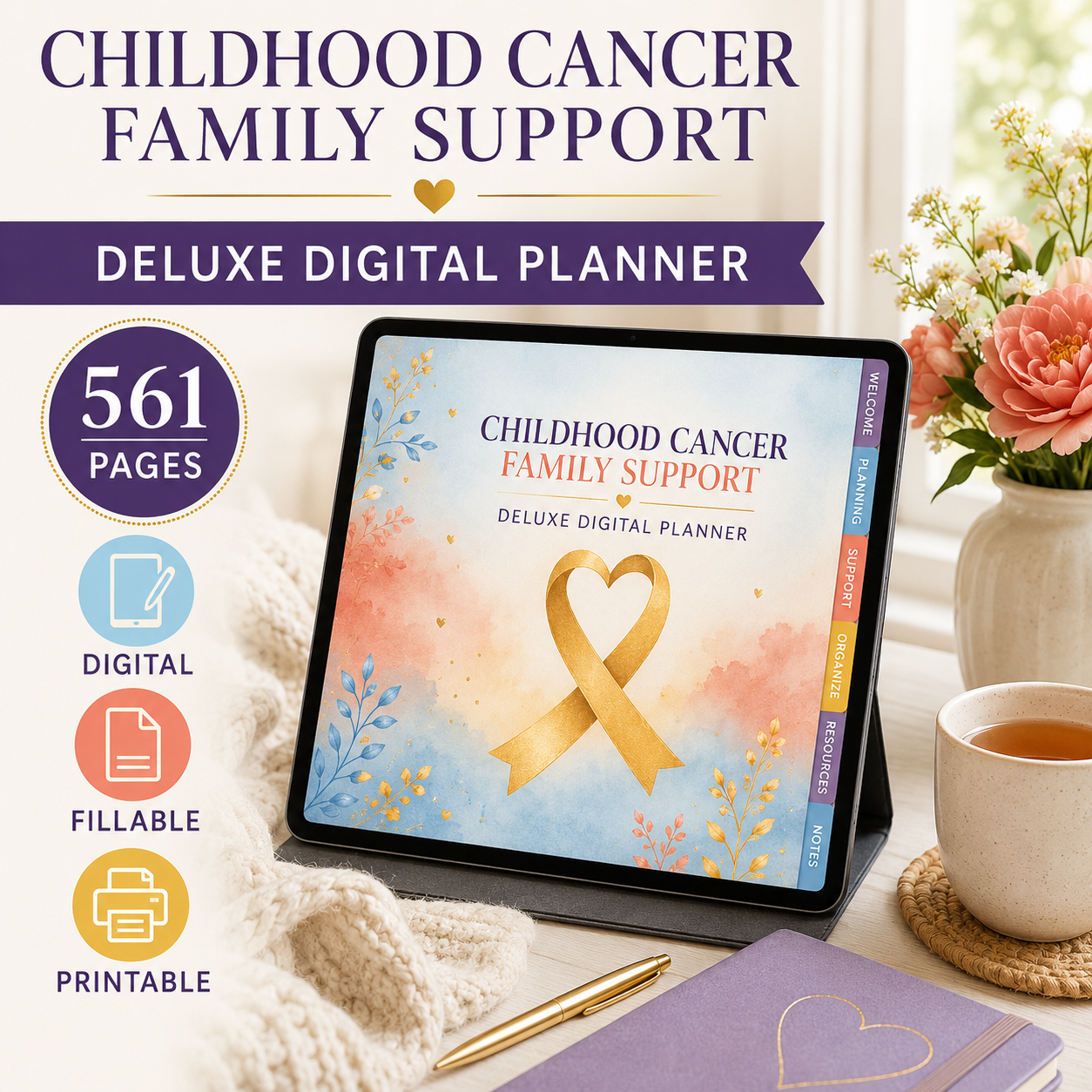 Childhood Cancer Family Support Deluxe Digital Planner — listing image 05