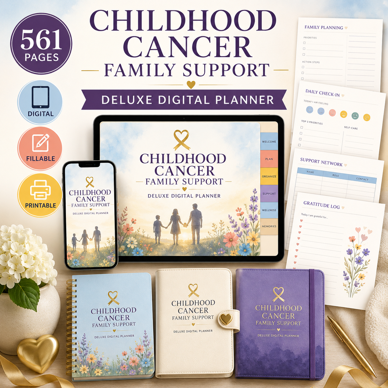 Childhood Cancer Family Support Deluxe Digital Planner — listing image 06