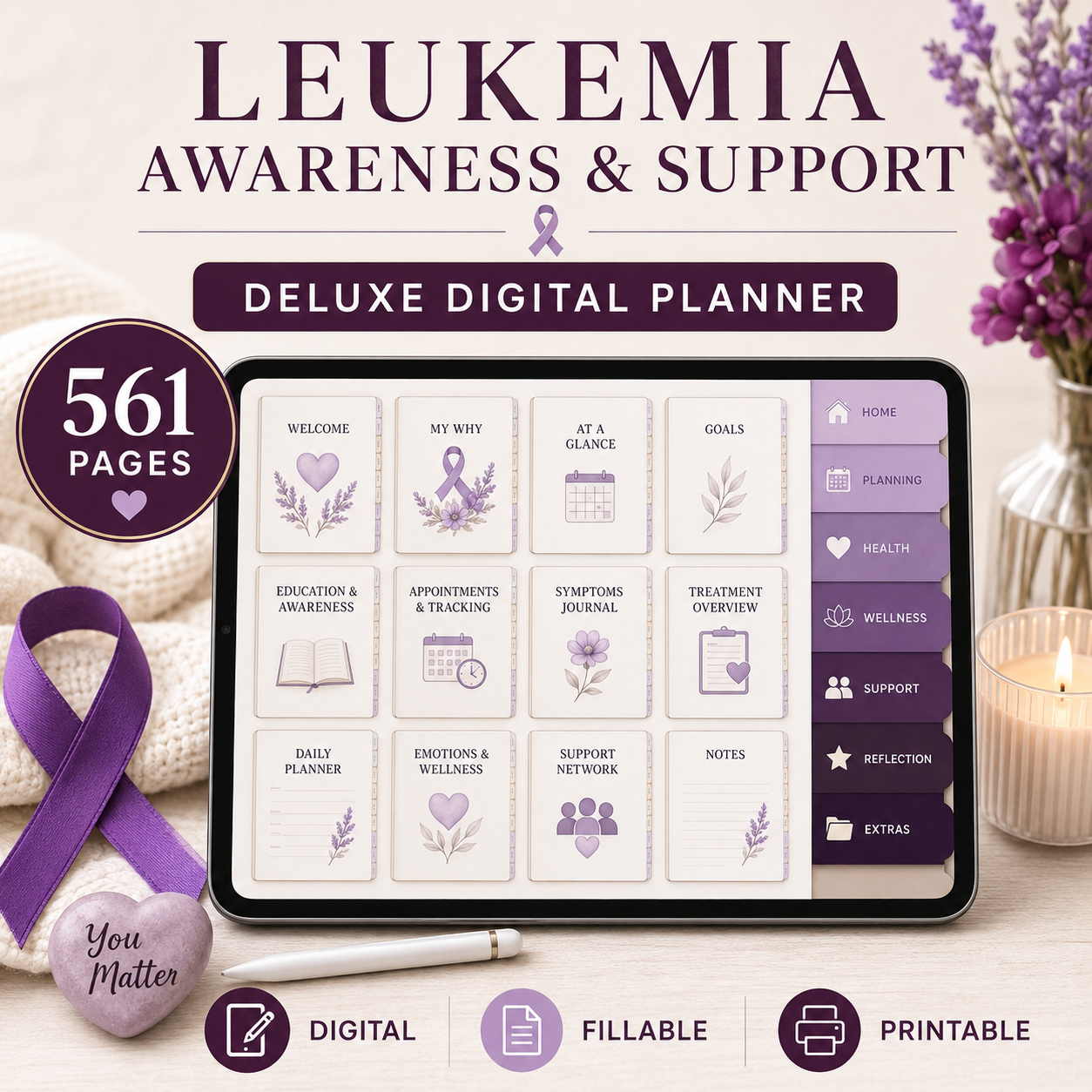 Leukemia Support Deluxe Digital Planner and Care Organizer — listing image 02