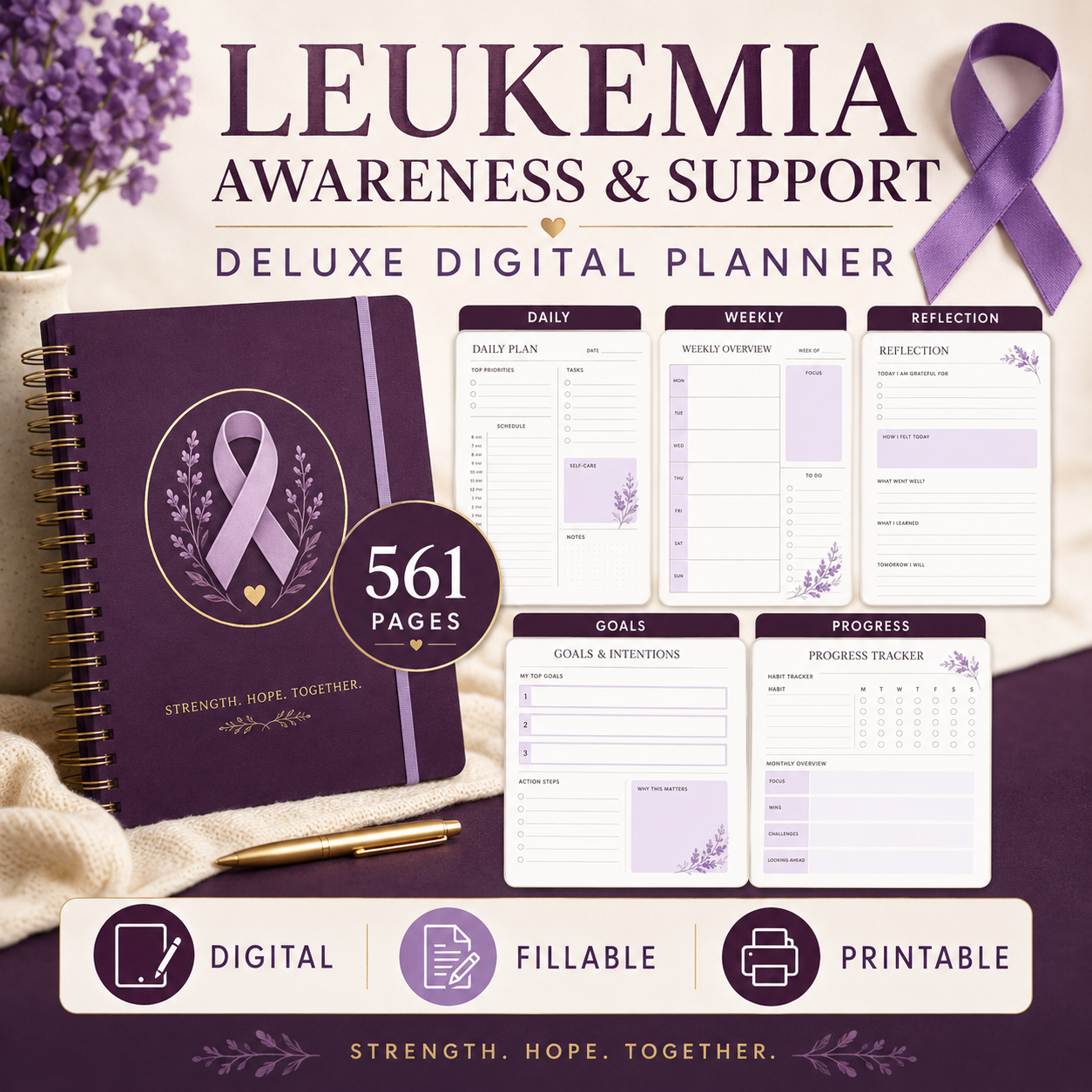 Leukemia Support Deluxe Digital Planner and Care Organizer — listing image 03