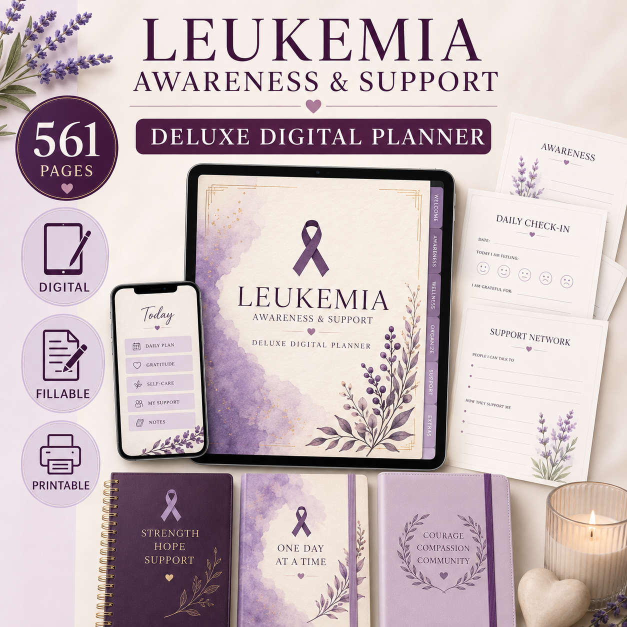 Leukemia Support Deluxe Digital Planner and Care Organizer — listing image 06