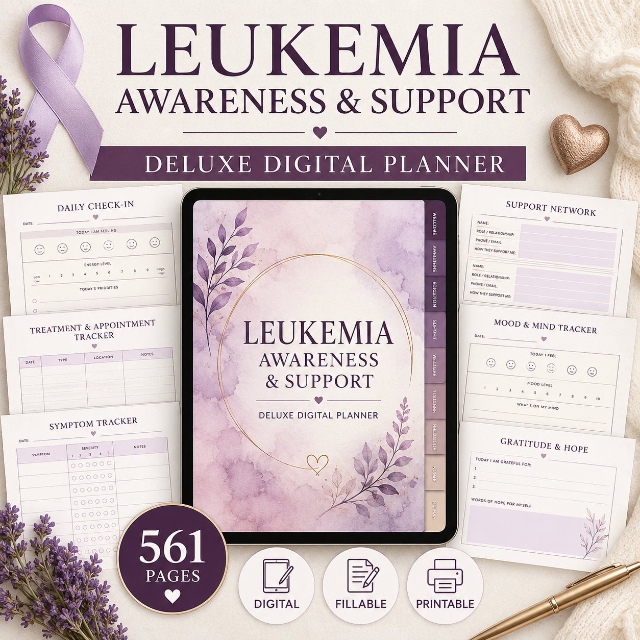 Leukemia Support Deluxe Digital Planner and Care Organizer — listing image 08