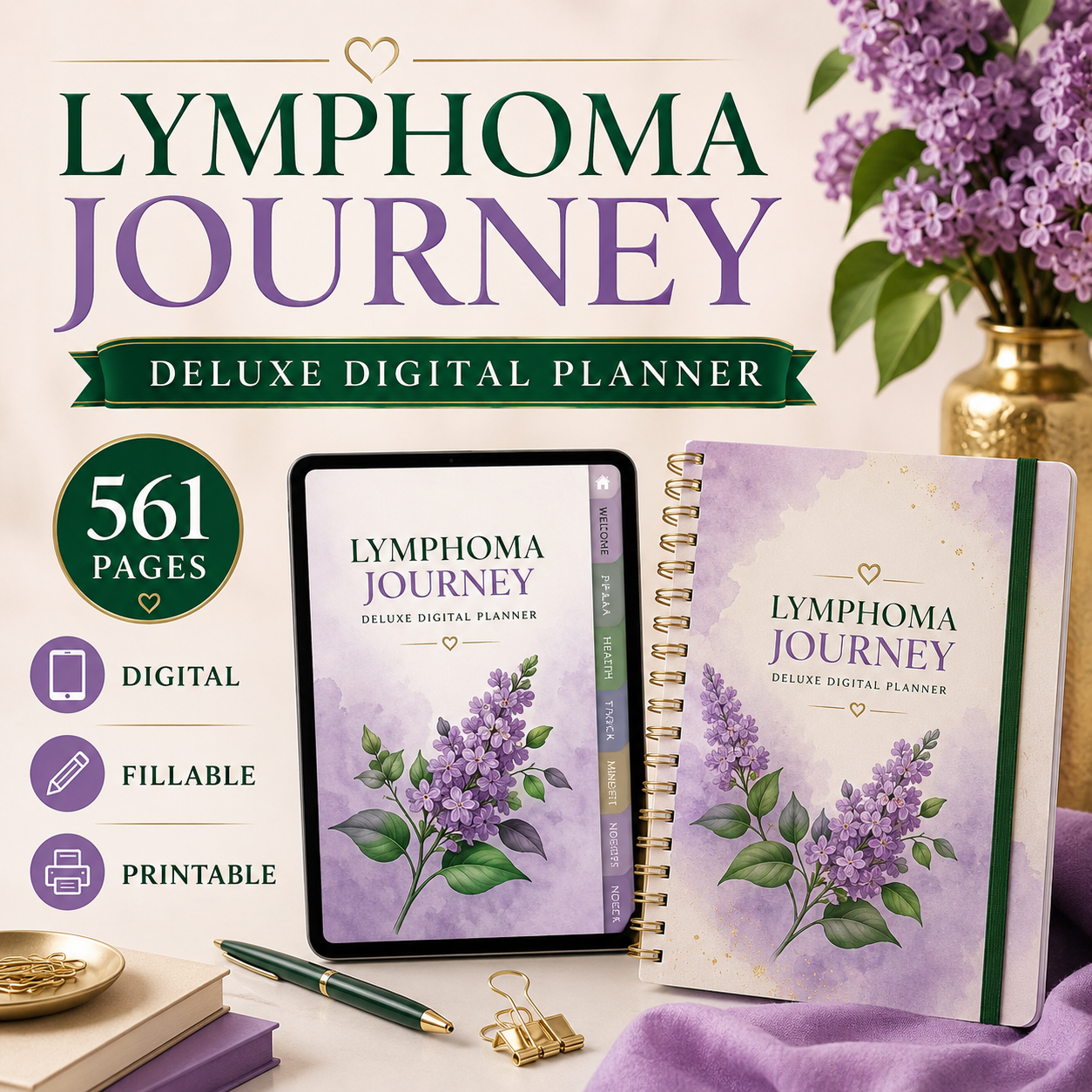 Lymphoma Journey Deluxe Digital Planner and Care Organizer — listing image 01