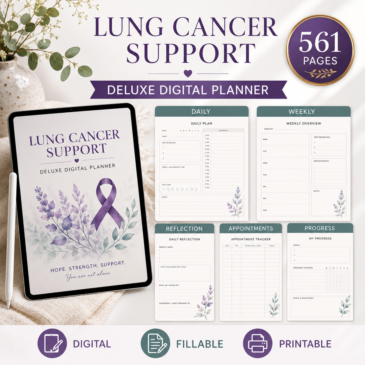 Lung Cancer Support Deluxe Digital Planner and Care Organizer — listing image 03