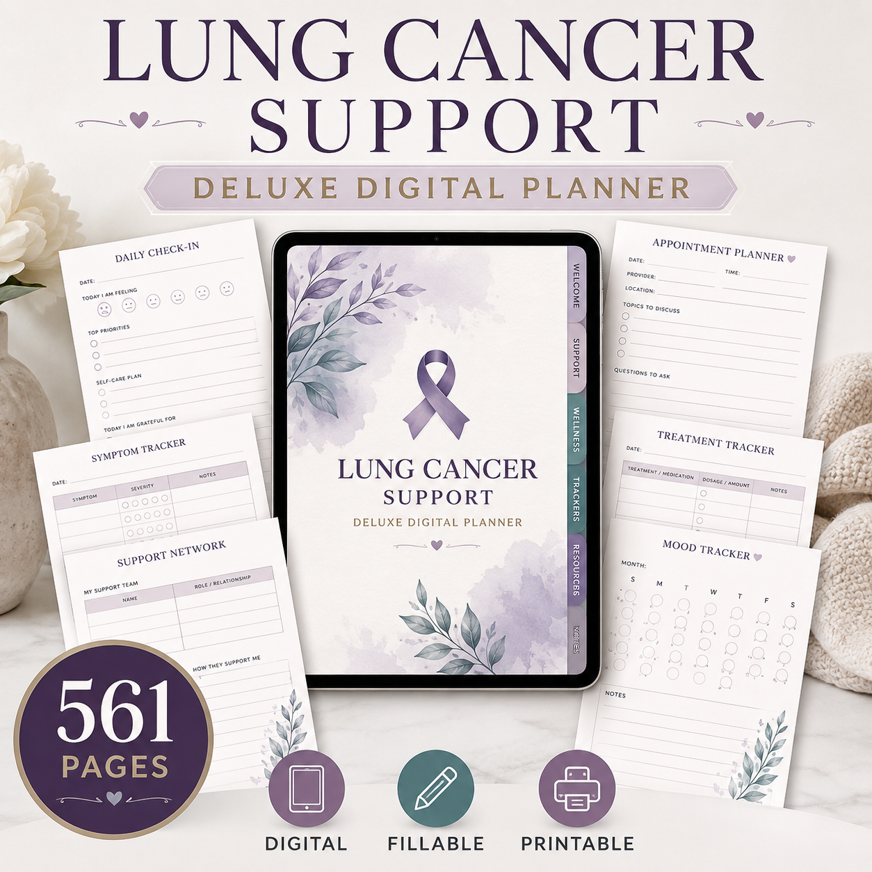 Lung Cancer Support Deluxe Digital Planner and Care Organizer — listing image 08
