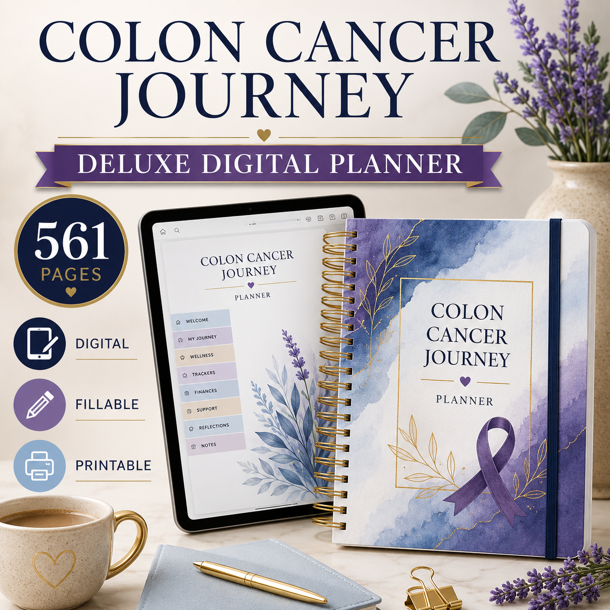 Colon Cancer Journey Deluxe Digital Planner and Organizer — listing image 01
