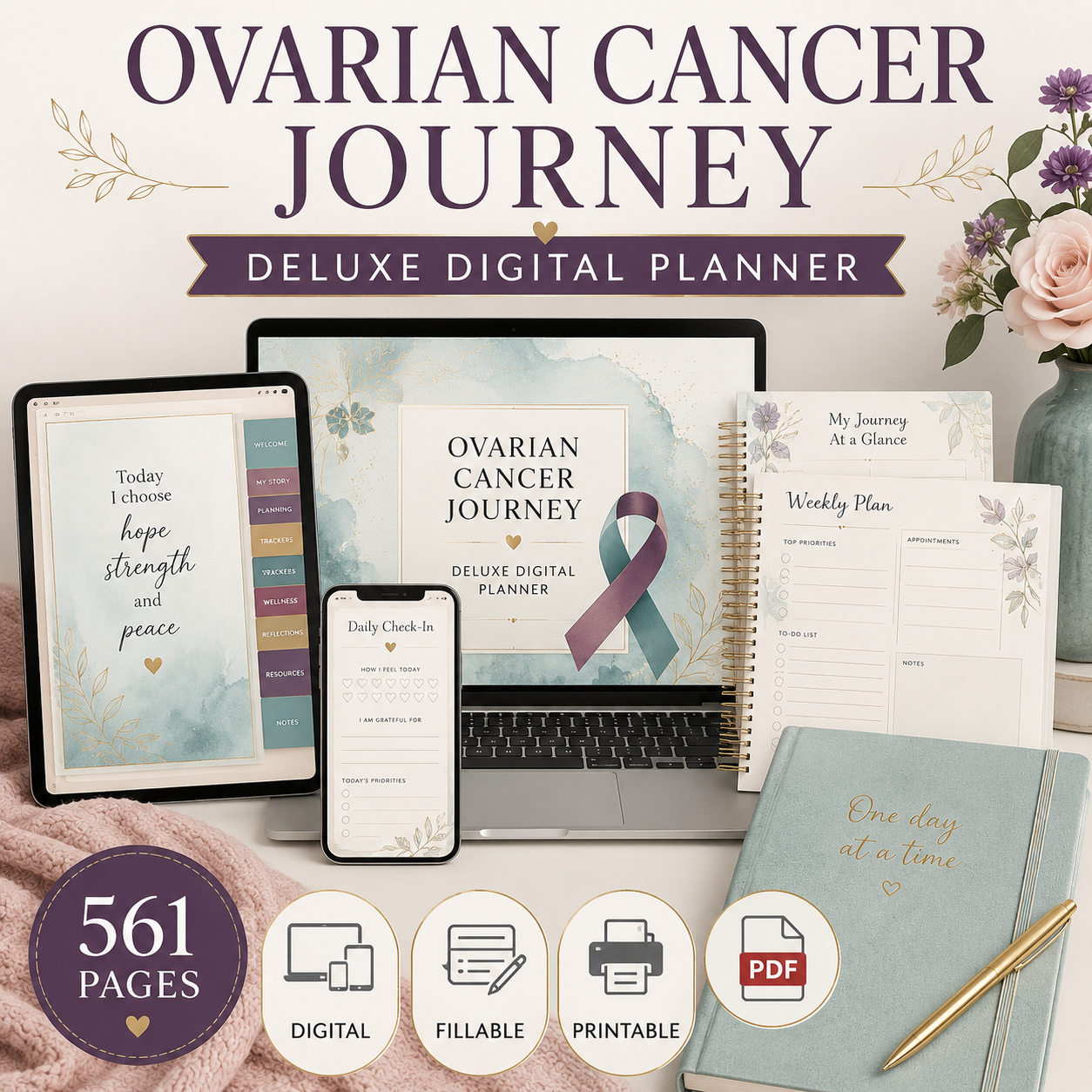 Ovarian Cancer Journey Deluxe Digital Planner — listing image 09
