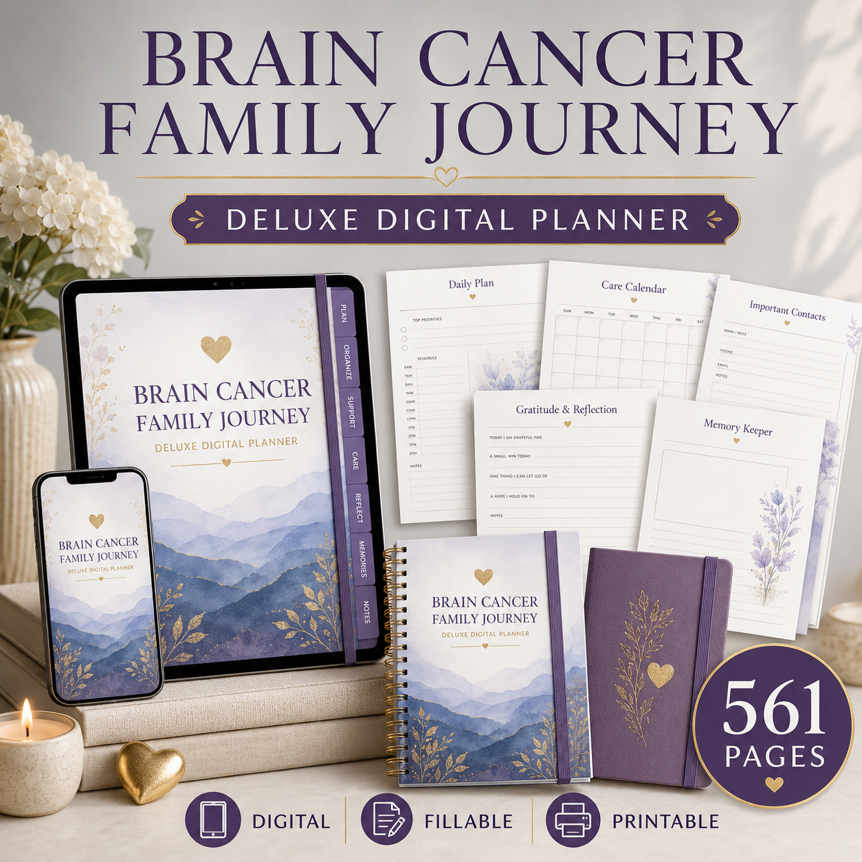 Brain Cancer Family Journey Deluxe Digital Planner — listing image 06