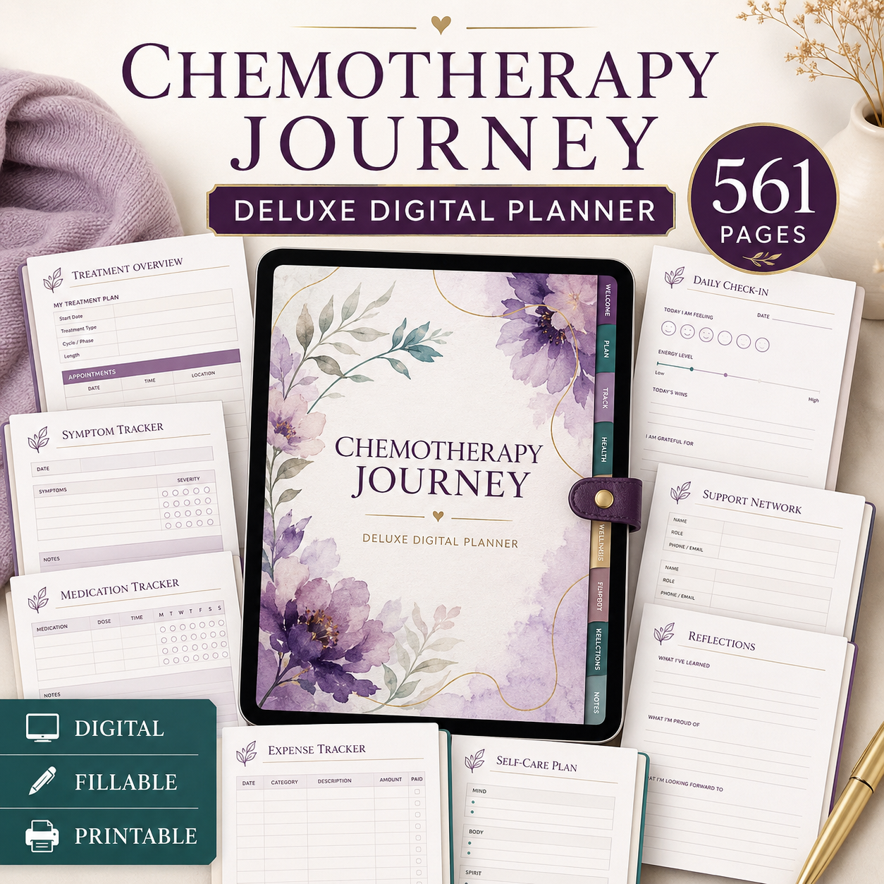 Chemotherapy Journey Deluxe Digital Planner and Care Organizer — listing image 08