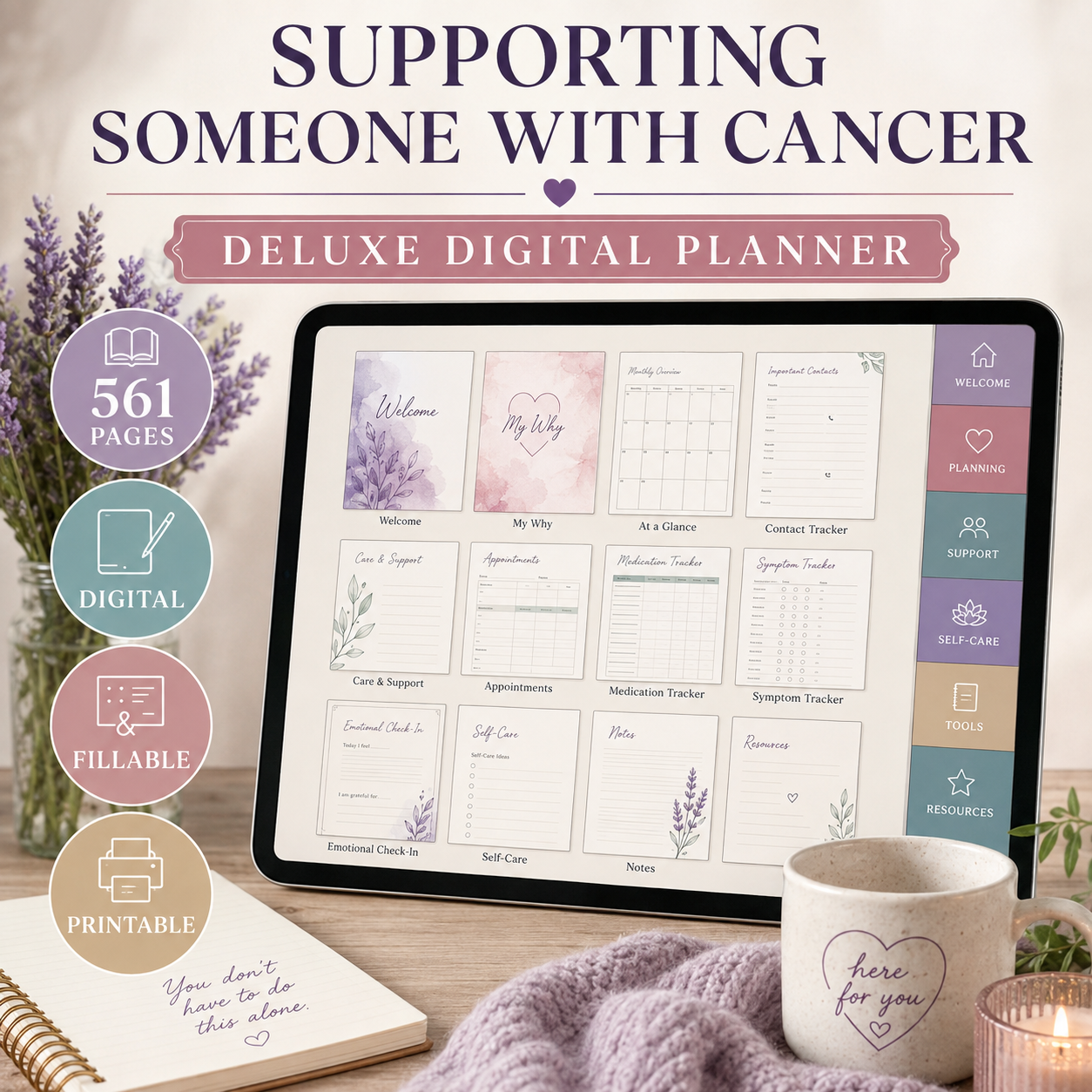 Supporting Someone With Cancer Deluxe Digital Planner — listing image 02