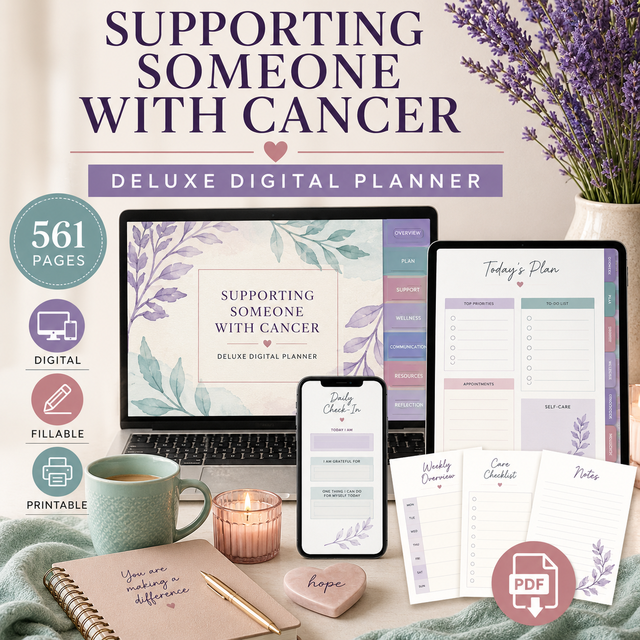 Supporting Someone With Cancer Deluxe Digital Planner — listing image 09