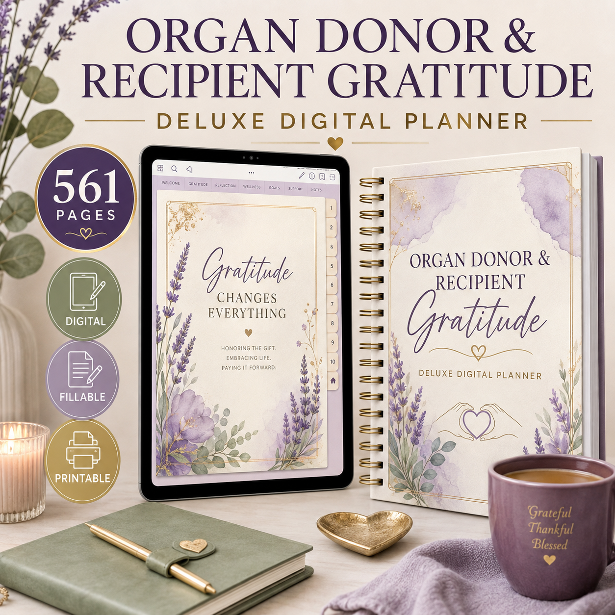 Organ Donor and Recipient Gratitude Deluxe Digital Planner — listing image 01