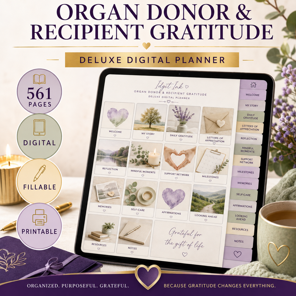 Organ Donor and Recipient Gratitude Deluxe Digital Planner — listing image 02