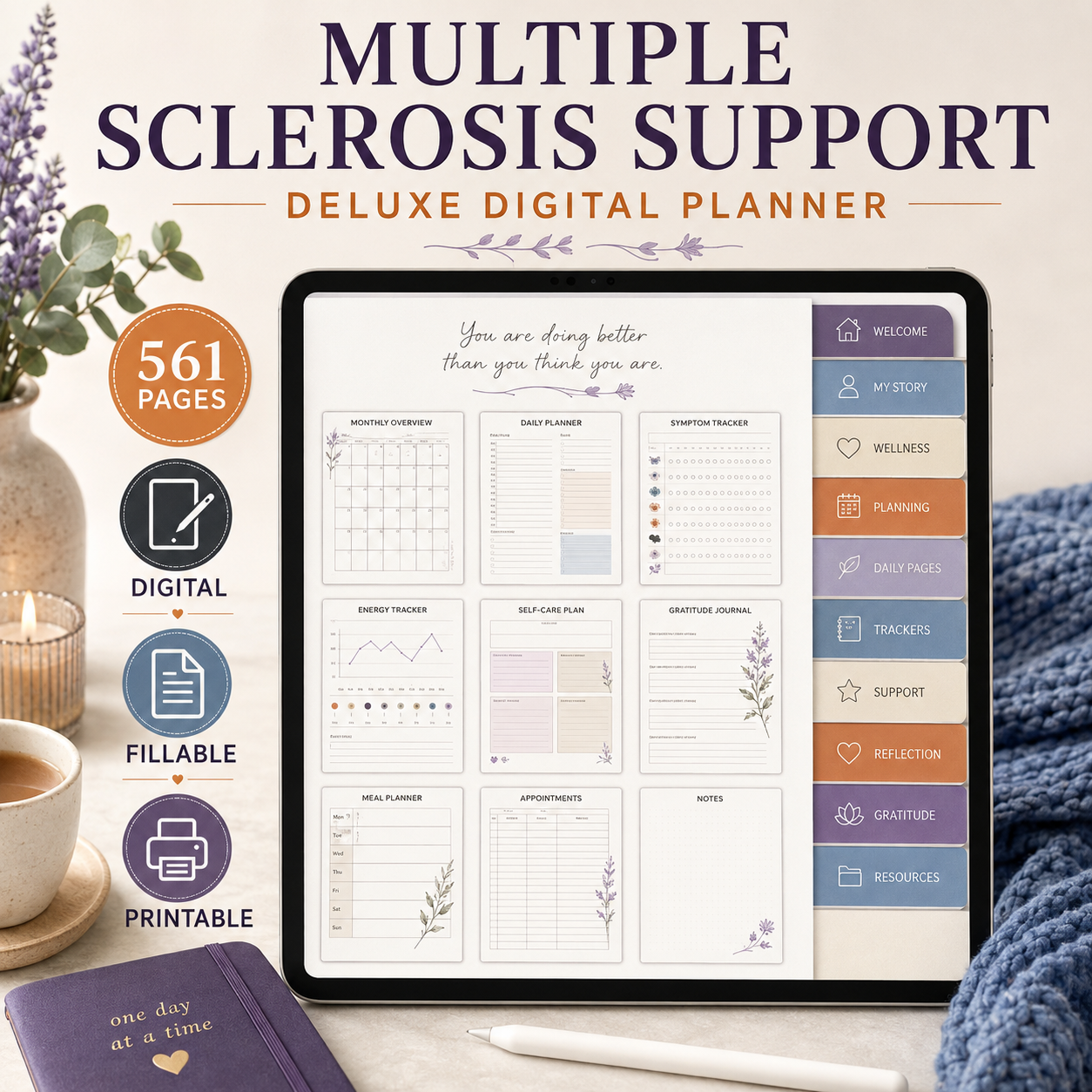 Multiple Sclerosis Support Deluxe Digital Planner — listing image 02
