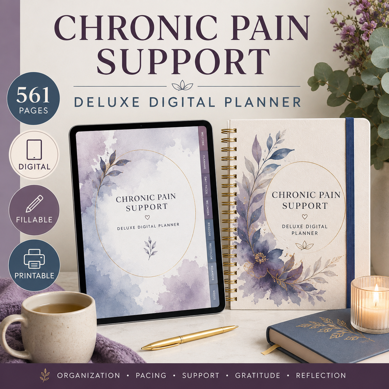 Chronic Pain Support Deluxe Digital Planner — listing image 01