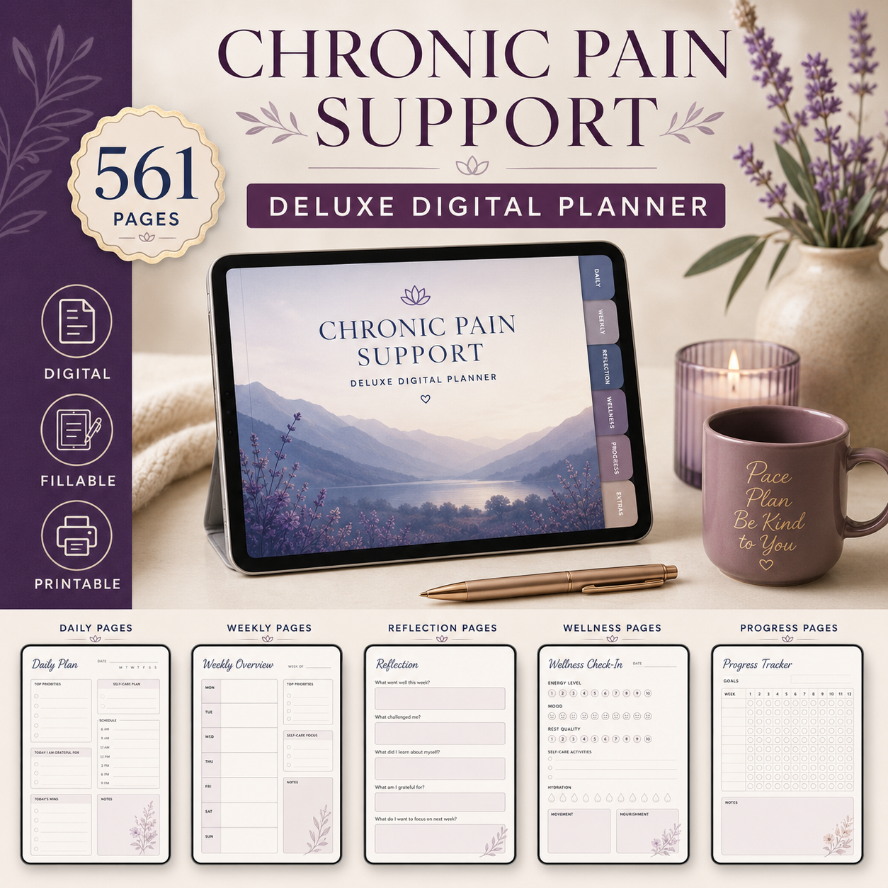 Chronic Pain Support Deluxe Digital Planner — listing image 03