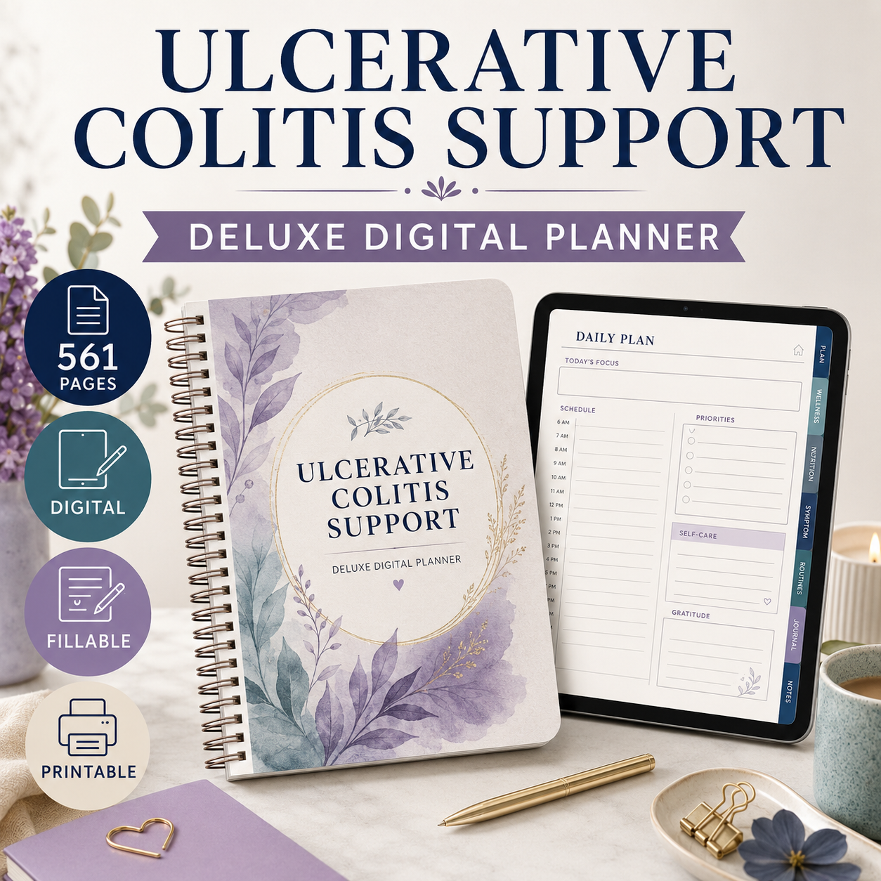 Ulcerative Colitis Support Deluxe Digital Planner — listing image 01