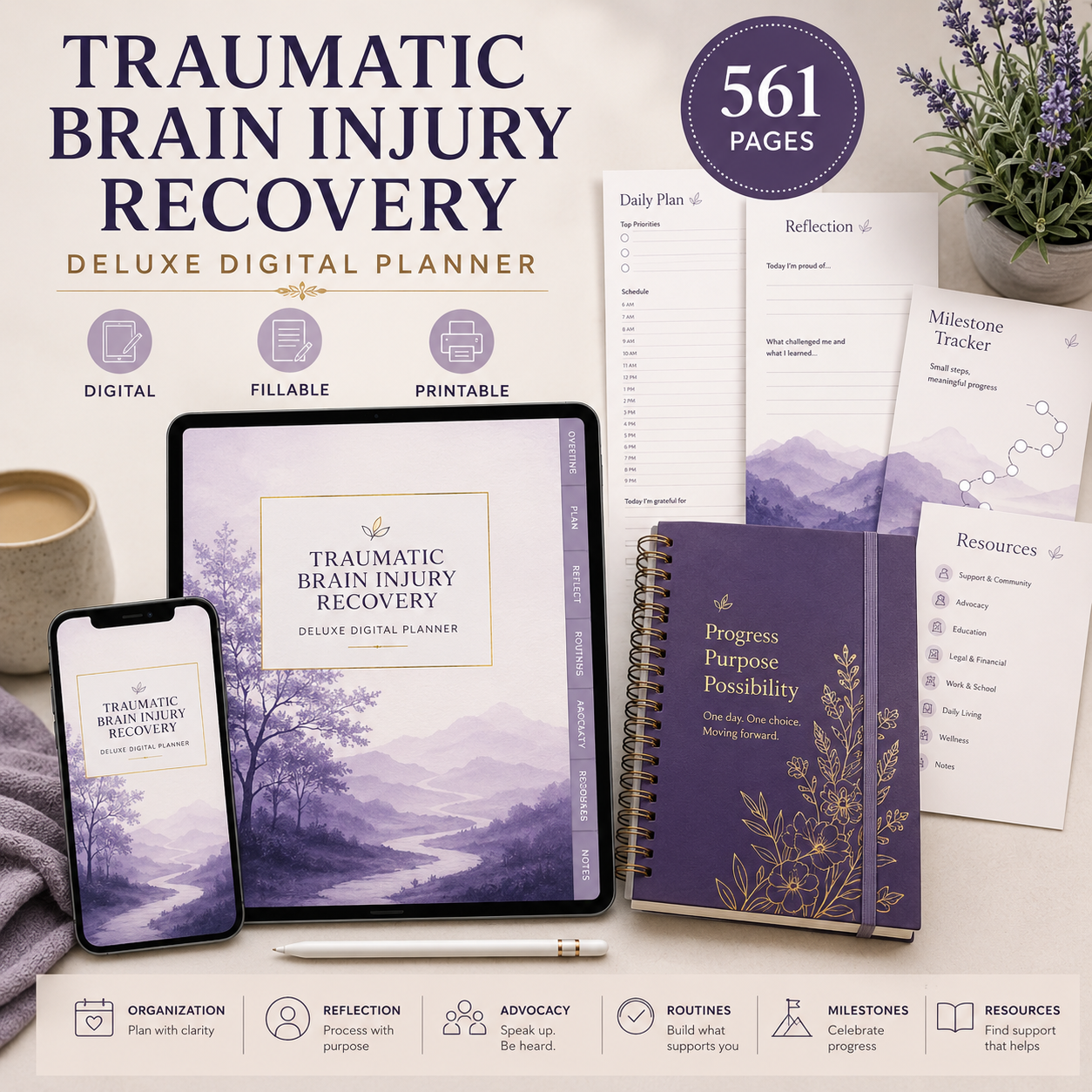 Traumatic Brain Injury Recovery Support Deluxe Planner — listing image 06