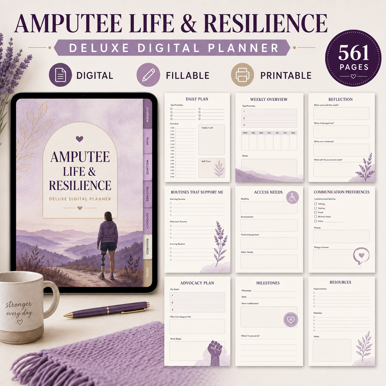 Amputee Life and Resilience Deluxe Digital Planner — listing image 02