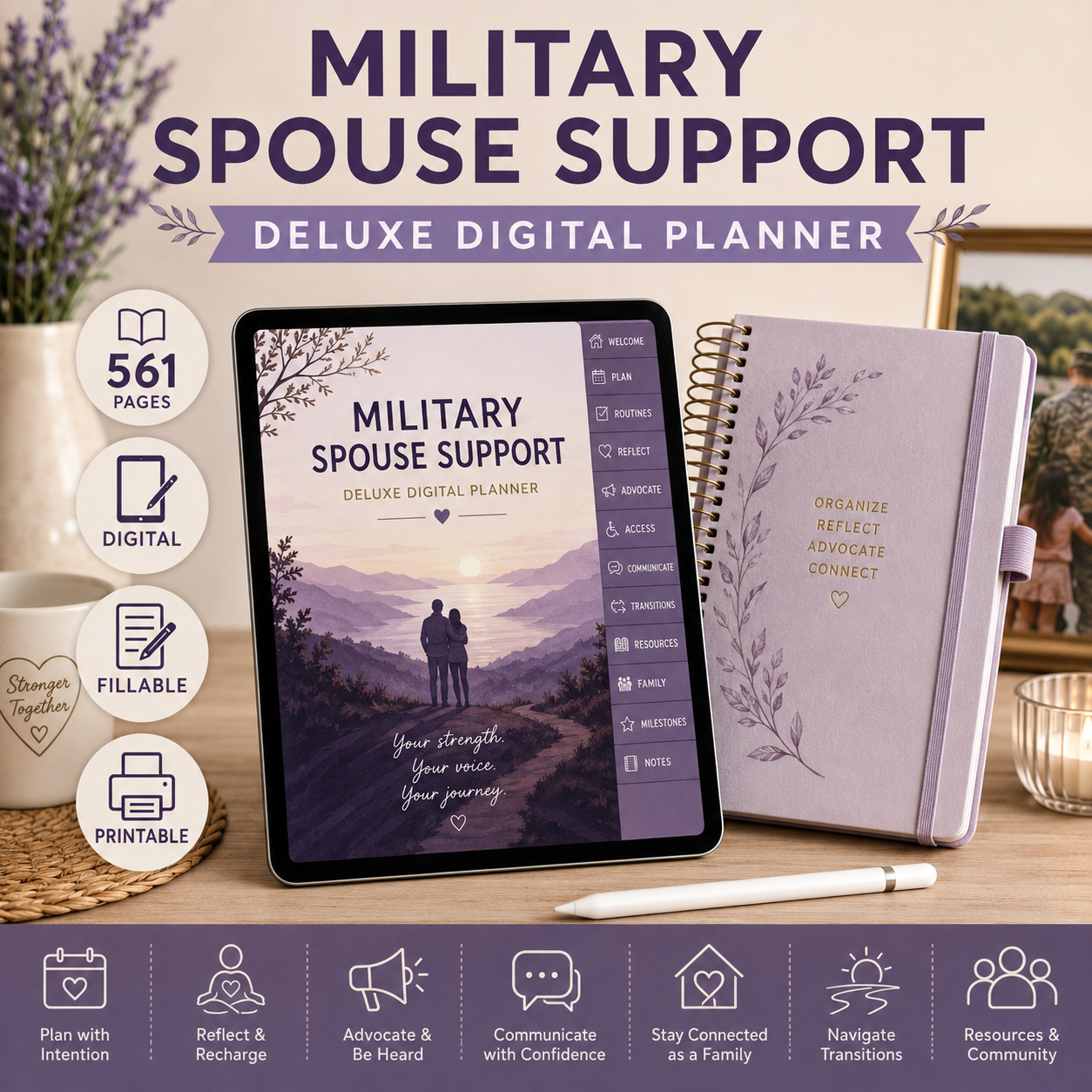 Military Spouse Support Deluxe Digital Planner — listing image 01