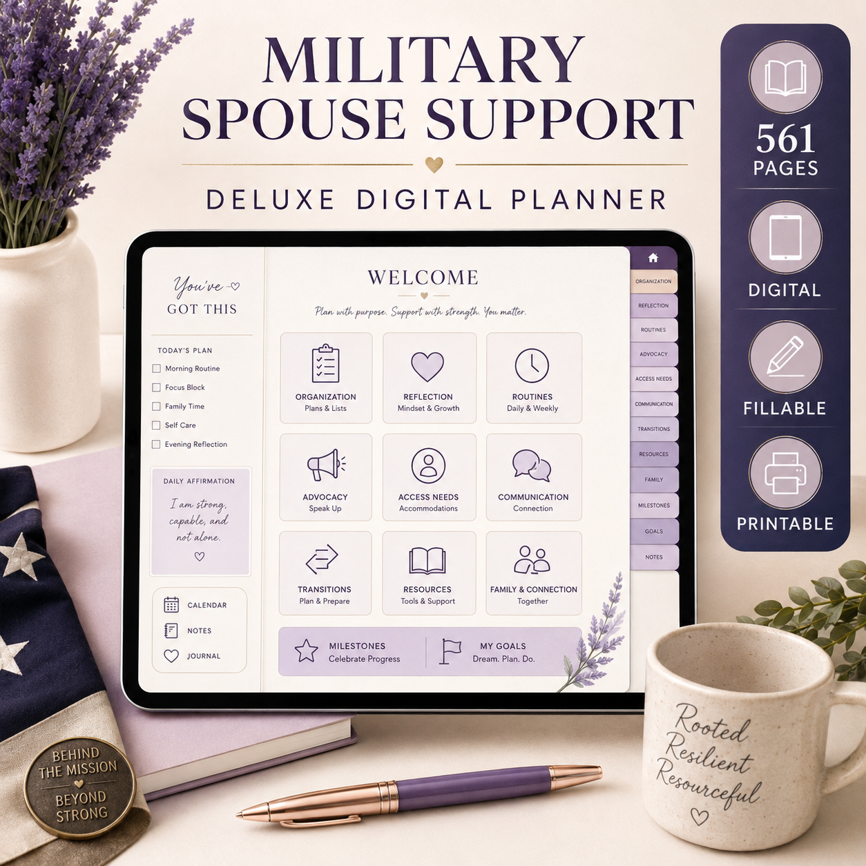 Military Spouse Support Deluxe Digital Planner — listing image 04