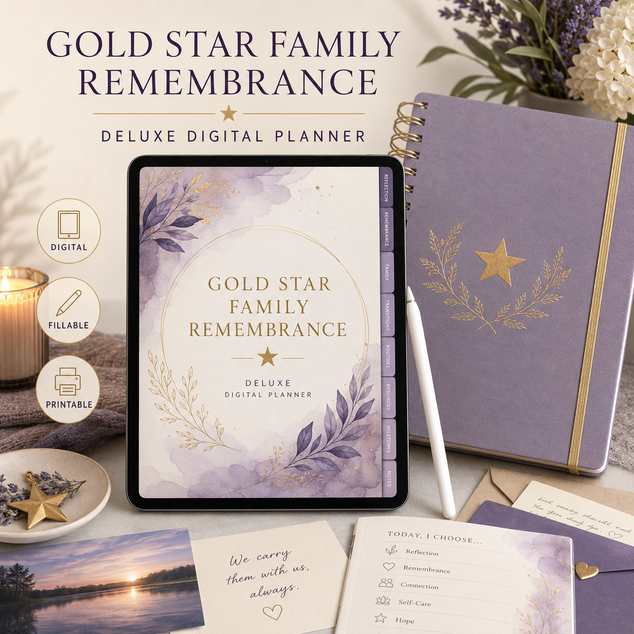 Gold Star Family Remembrance Deluxe Digital Planner — listing image 01