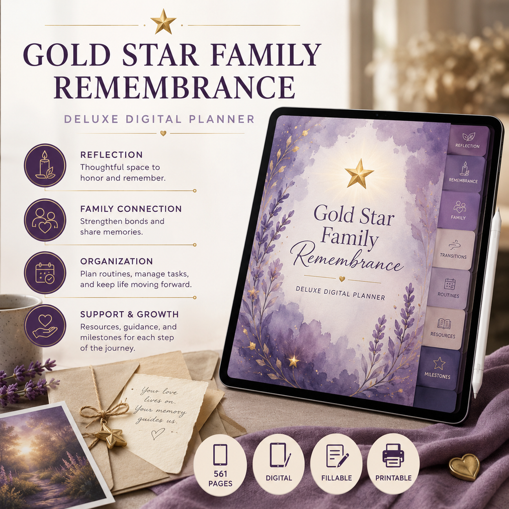 Gold Star Family Remembrance Deluxe Digital Planner — listing image 03