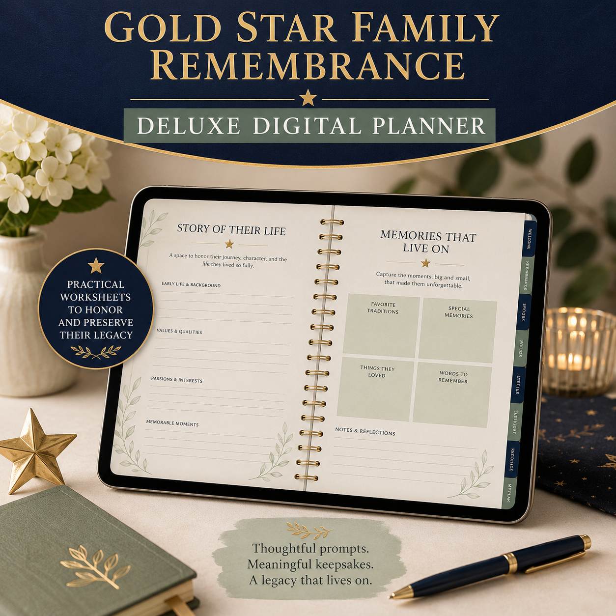 Gold Star Family Remembrance Deluxe Digital Planner — listing image 07