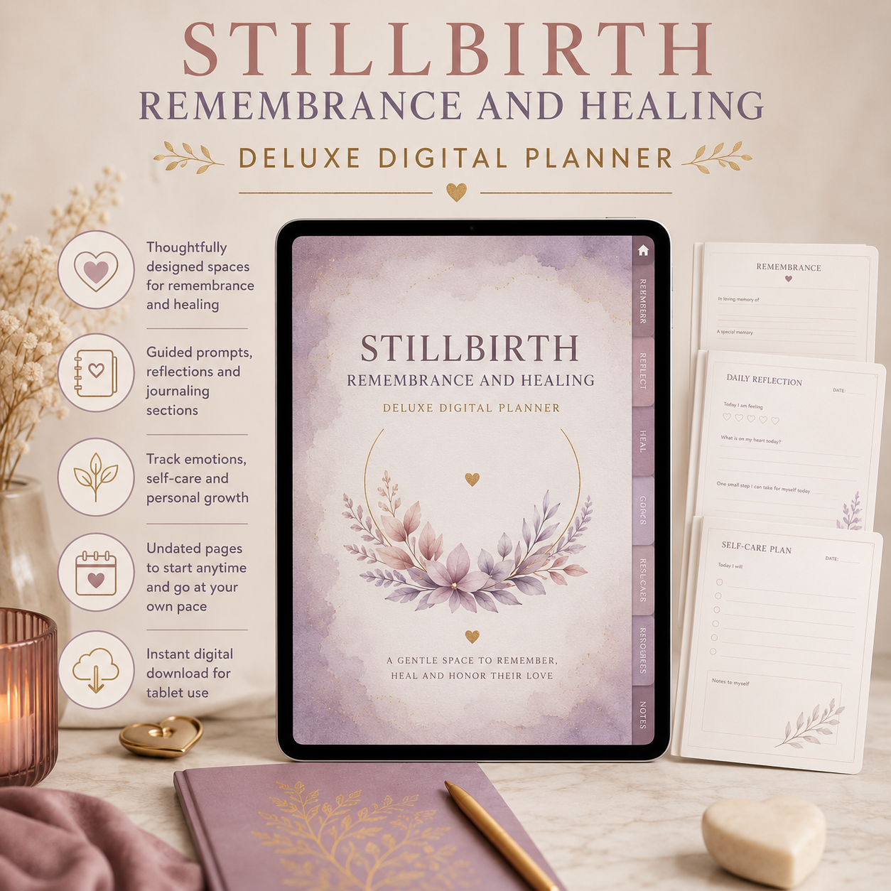 Stillbirth Remembrance and Healing Deluxe Digital Planner — listing image 03