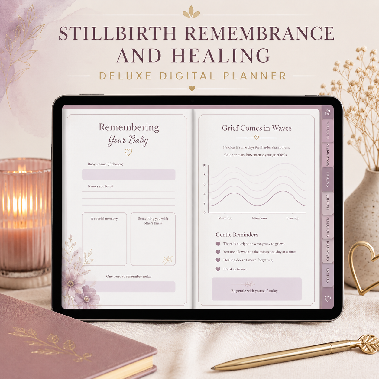 Stillbirth Remembrance and Healing Deluxe Digital Planner — listing image 06