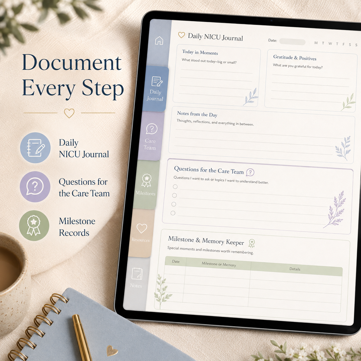 NICU Parent Journey Deluxe Digital Planner and Journal — listing image 04