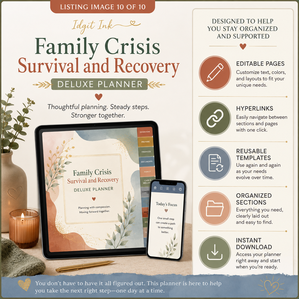Family Crisis Survival and Recovery Deluxe Planner — listing image 10
